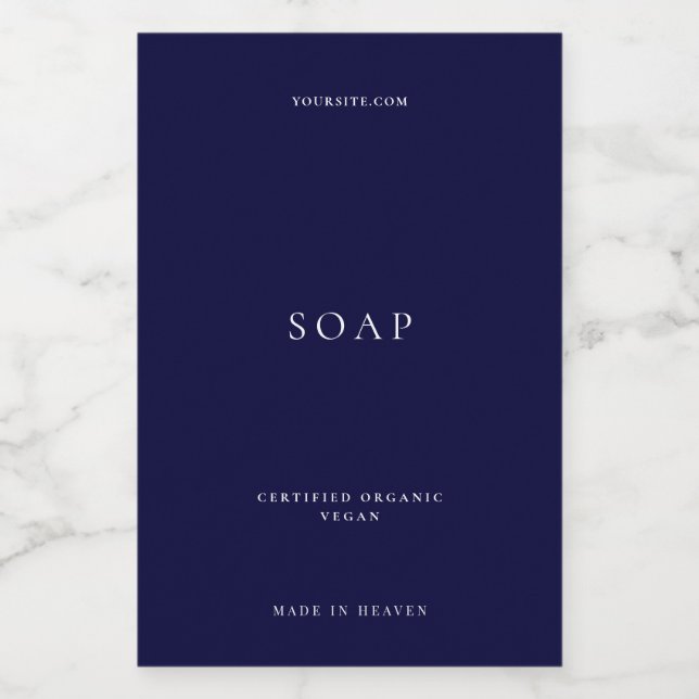 Minimalistisches dunkles Navy Blue Bath Soap Produ Lebensmitteletikett (Einzelnes Label)