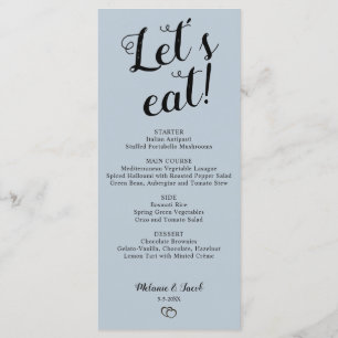 Minimalistisches Dusty Blue Let's Eat Menu Menükarte