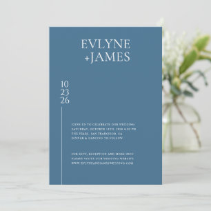 Minimalistisches Dusty Blue Modern Wedding Foto Einladung