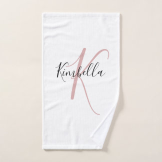 Minimalistisches Dusty-Pink-Monogramm Handtuch