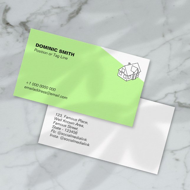 Minimalistisches Echtes Anwesen, Zuhause-Dienstanb Visitenkarte (minimal, sustainable, real estate, service provider, modern, visiting card, business card, template)