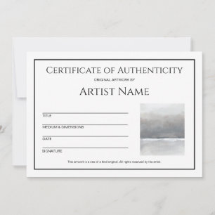 Minimalistisches Echtheitszertifikat Art Foto Feiertagskarte