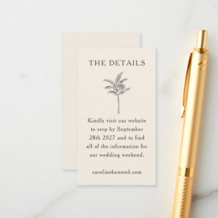 Minimalistisches Ecru Palm Tree Line Ristorante La Begleitkarte
