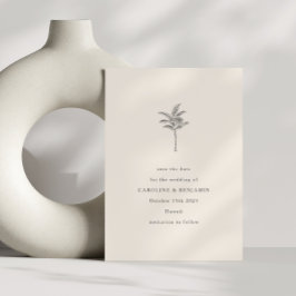 Minimalistisches Ecru Palm Tree Line Ristorante La Save The Date