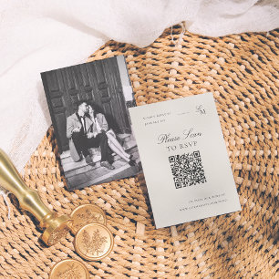 Minimalistisches Editorial-Foto QR-Code Hochzeits- Begleitkarte