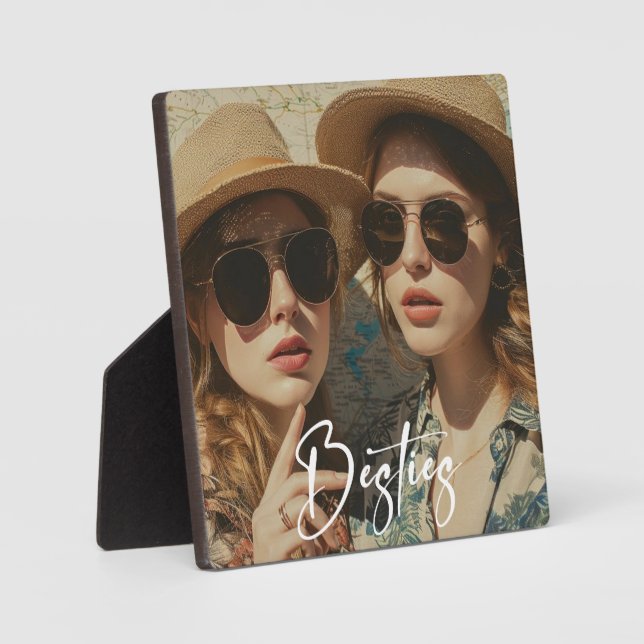 Minimalistisches Ein Foto Besties Freundschaft Fotoplatte (Vorderseite)