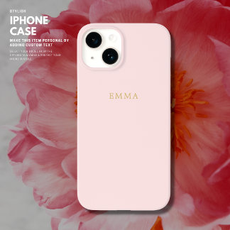 Minimalistisches Einfach-Chic-Rosa-Monogramm iPhone 14 Hülle