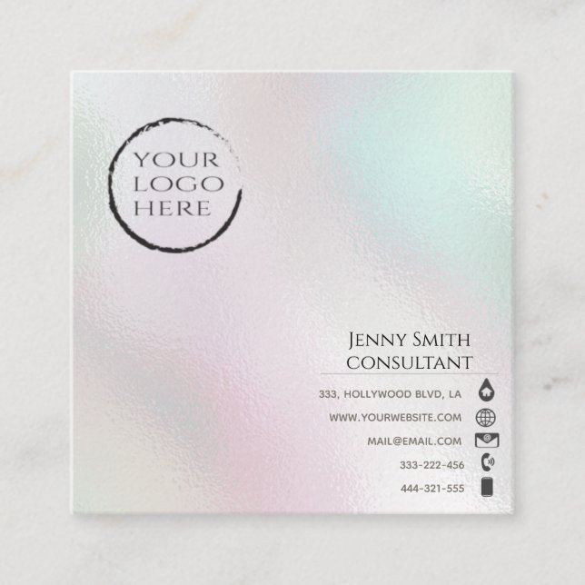 Minimalistisches, einfaches, berufliches holografi quadratische visitenkarte (Vorderseite)