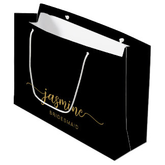 Minimalistisches einfaches Black-Gold Monogram-Gir Große Geschenktüte