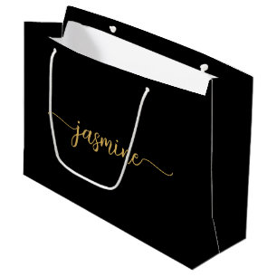 Minimalistisches einfaches Black-Gold Monogram-Gir Große Geschenktüte