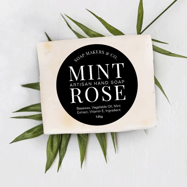 Minimalistisches einfaches Black Soap- oder Bath-P Runder Aufkleber (Von Creator hochgeladen)