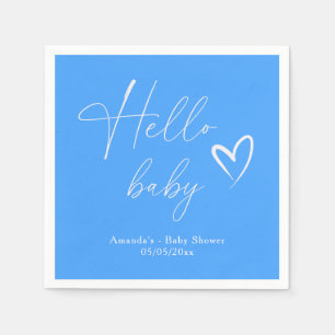 Minimalistisches einfaches Blau Hello Baby Serviette