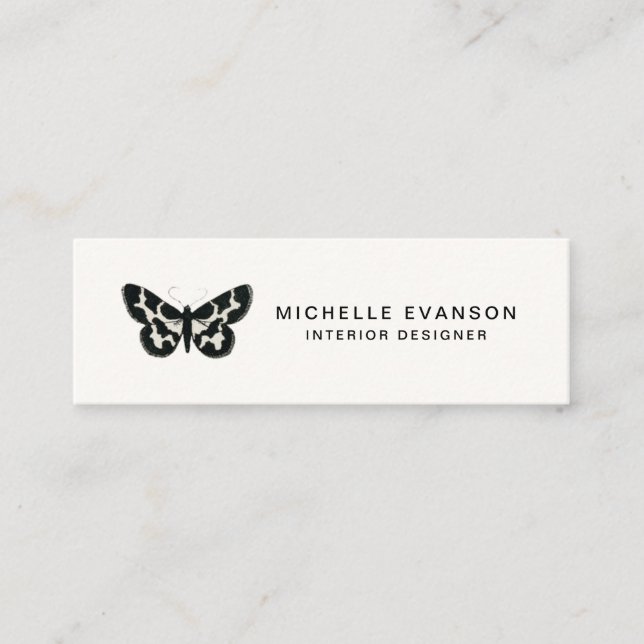 Minimalistisches, einfaches Butterfly-Logo Mini Visitenkarte (Vorderseite)