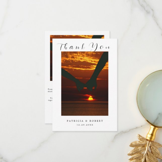 Minimalistisches Einfaches Foto für Jungvermählte Dankeskarte (Vorderseite/Rückseite Beispiel)