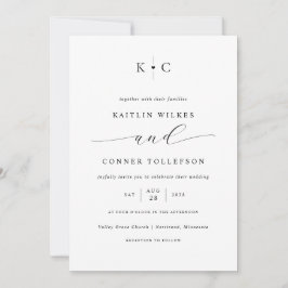 Minimalistisches Einfaches Herz Monogram Romantisc Einladung