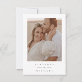 Minimalistisches einfaches Hochzeitsszenario-Foto Dankeskarte