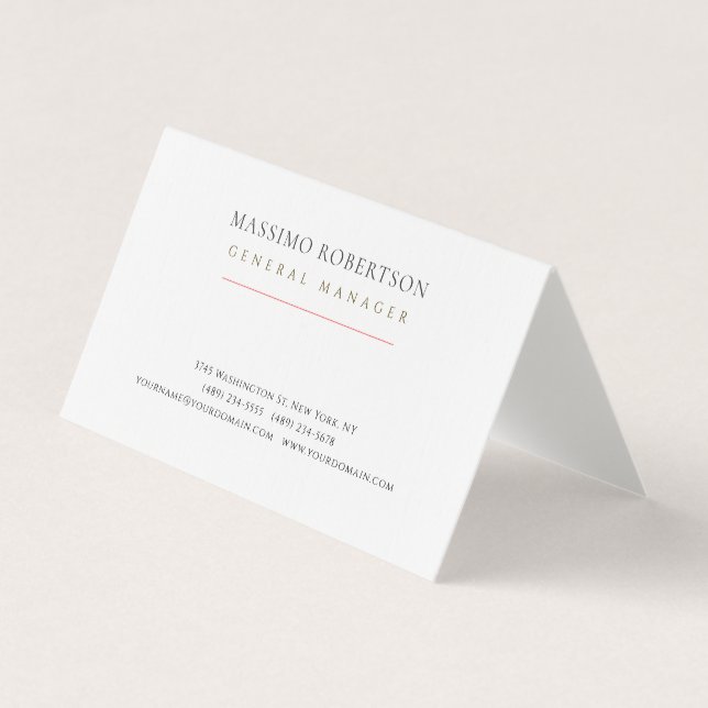 Minimalistisches einfaches modernes Premium-Leinen Visitenkarten (Vorderseite)