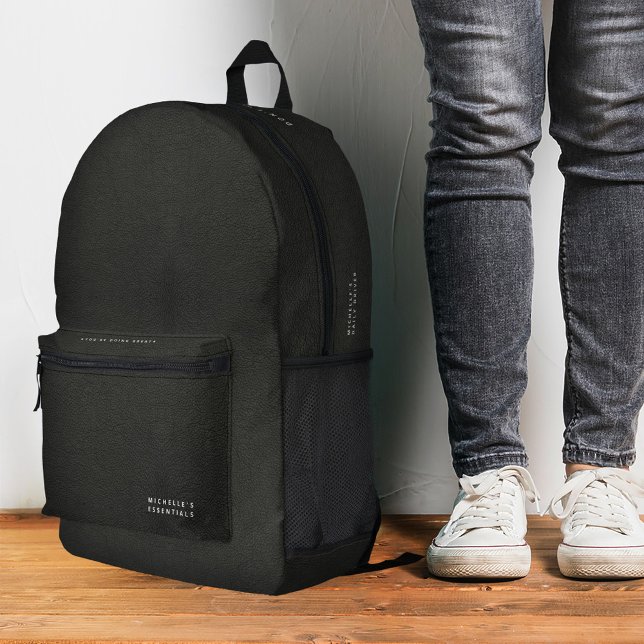 Minimalistisches, einfaches, modernes schwarzes Le Bedruckter Rucksack (Minimalist Simple Modern Black Leather Essential Printed Backpack
)