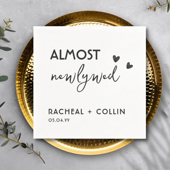 Minimalistisches einfaches Probe Serviette (almost newlywed, simple rehearsal party napkins)