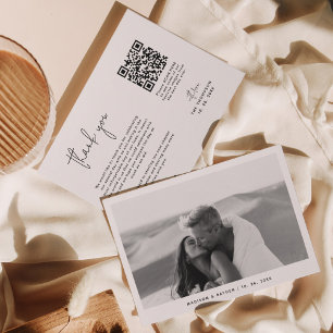 Minimalistisches Einfaches QR-Foto Hochfahren Dankeskarte