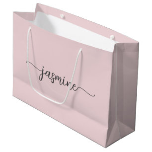 Minimalistisches, einfaches Rosa Monogramm-Girl-Sc Große Geschenktüte