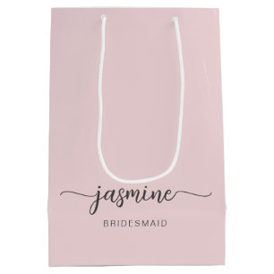 Minimalistisches, einfaches Rosa Monogramm-Girl-Sc Mittlere Geschenktüte