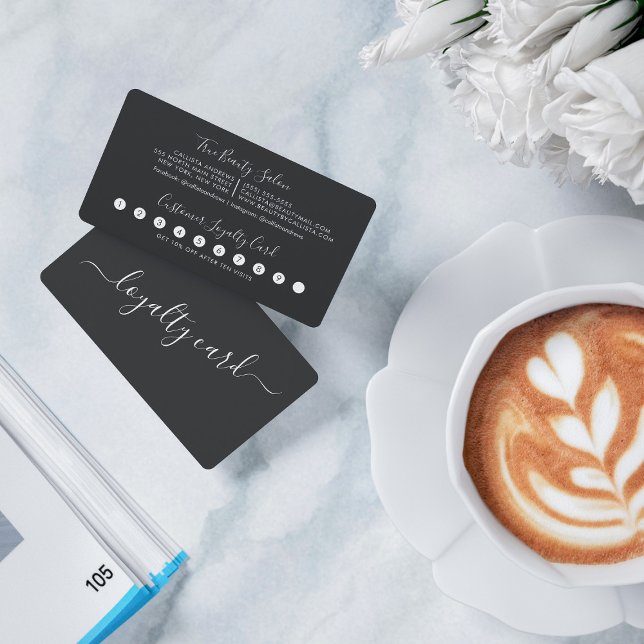 Minimalistisches Einfaches Schwarz-weißes Skript L Treuekarte (Von Creator hochgeladen)