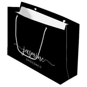 Minimalistisches einfaches Schwarzes Monogramm-Gir Große Geschenktüte