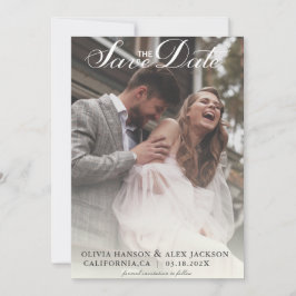 Minimalistisches Einfaches Script Foto Black Weddi Save The Date