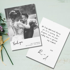 Minimalistisches einfaches Skript mit Hochzeitsskr Dankeskarte