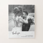 Minimalistisches einfaches Skript mit Hochzeitsskr Puzzle<br><div class="desc">Diese Dankeschön-Karte ist das perfekte Spiel aus derselben Sammlung. Das moderne Design besticht durch klassische Rosatönen und moderne Typografie,  die mit eleganter Kalligraphie vermischt wird.</div>