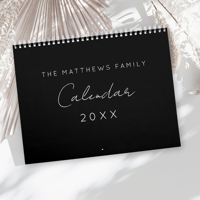 Minimalistisches Einfaches Skript Schwarz-weiß 202 Kalender (Von Creator hochgeladen)