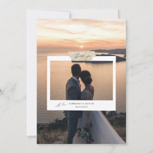 Minimalistisches einfaches SkriptWedding-Foto Dankeskarte