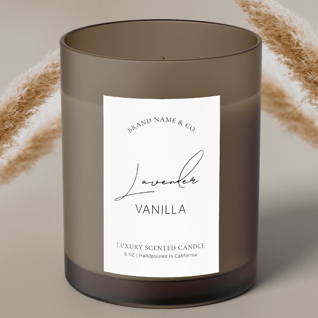 Minimalistisches, einfaches Verpacken, vertikales  Lebensmitteletikett (Fully editable rectangle product label with modern script fonts, simple layout and editable colors)