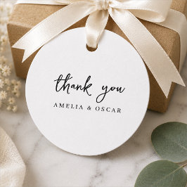 Minimalistisches einfaches Weiß Danke Hochzeit Geschenkanhänger
