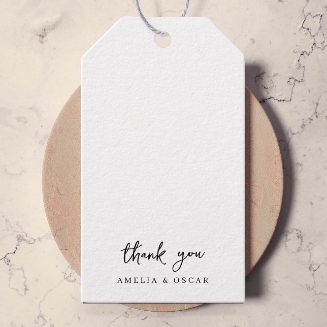 Minimalistisches einfaches Weiß Danke Hochzeit Geschenkanhänger (Von Creator hochgeladen)