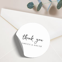 Minimalistisches einfaches Weiß Danke Hochzeit Runder Aufkleber