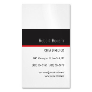 Minimalistisches einfaches Weiß Rot Grau modernes  Magnetische Visitenkarte