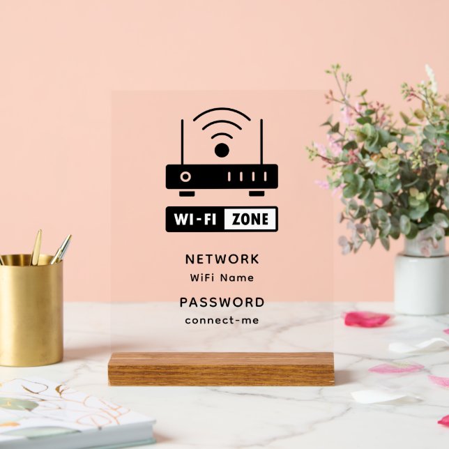 Minimalistisches einfaches WLAN-Zone-Kennwort Acrylschild (Hochzeit)
