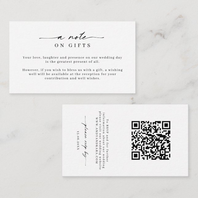 Minimalistisches einfaches Wunschgut und UAWG ca Begleitkarte (Vorne/Hinten)