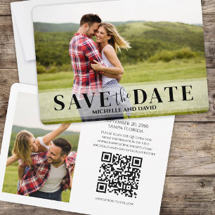 Minimalistisches Einfaches Zwei-Foto QR-Code-Web Save The Date