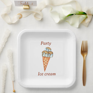 Minimalistisches Eiscreme-Party Pappteller