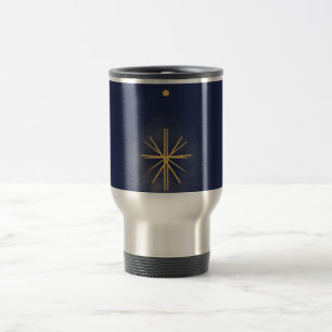 Minimalistisches Eleganblau mit gelber Star-Tasse Reisebecher