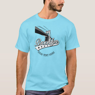 Minimalistisches Elegant Brooklyn Design Blaues Sh T-Shirt