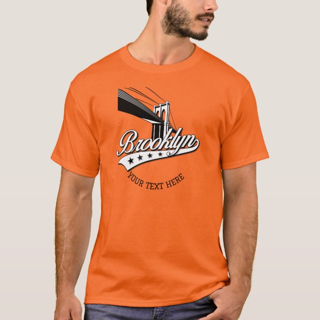 Minimalistisches Elegant Brooklyn Design Orange Sh T-Shirt (Vorderseite)