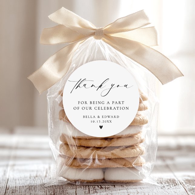 Minimalistisches Elegant Danke Hochzeit Runder Aufkleber (Von Creator hochgeladen)