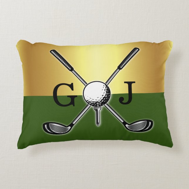 Minimalistisches Elegant Golf Monogram Dekokissen (Vorderseite)