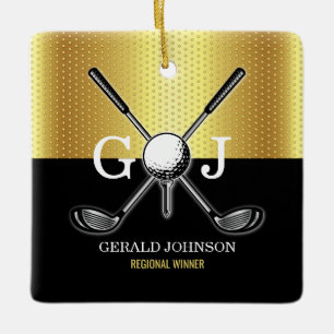 Minimalistisches Elegant Golf Monogram Keramikornament