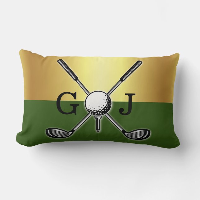 Minimalistisches Elegant Golf Monogram Lendenkissen (Vorderseite)