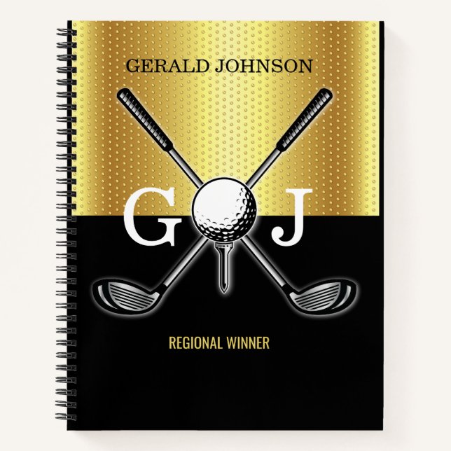 Minimalistisches Elegant Golf Monogram Notizbuch (Vorderseite)